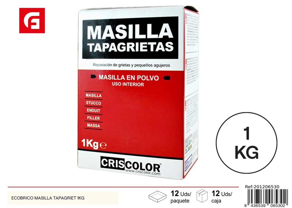 Masilla tapagrietas 1kg para reparaciones