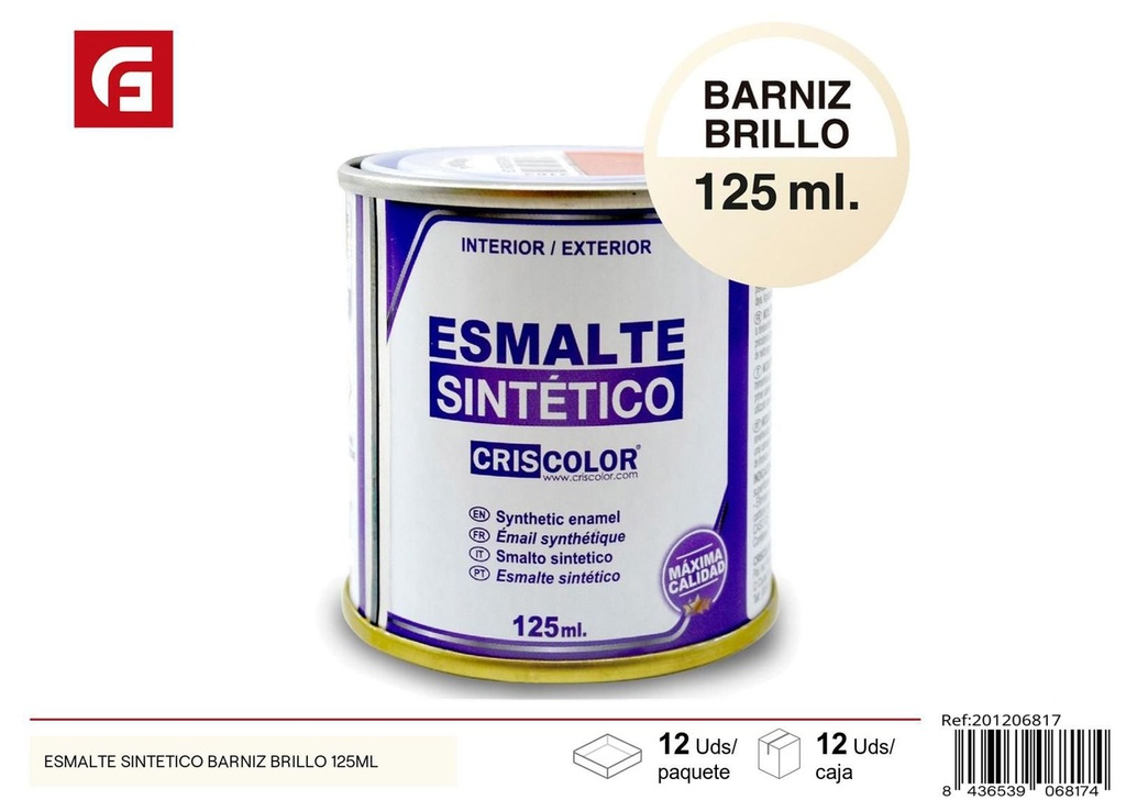 Esmalte sintético barniz brillo 125ml para madera y metal