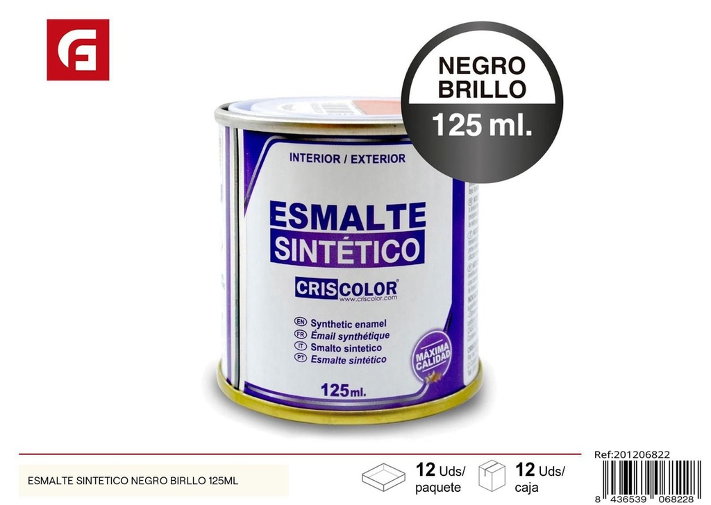 Esmalte sintético negro brillo 125ml