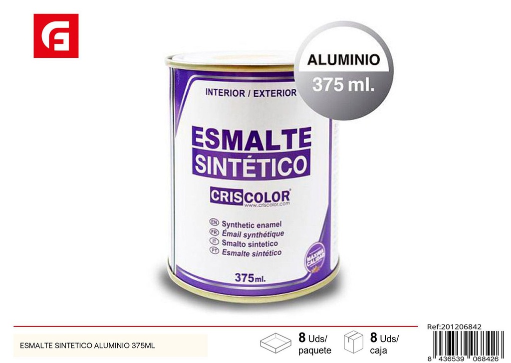 Esmalte sintético aluminio 375ml para pintura