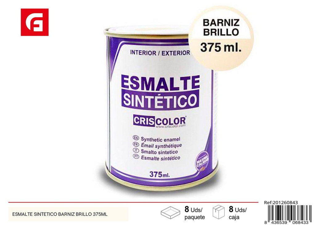 Esmalte sintético brillante 375ml para madera y metal