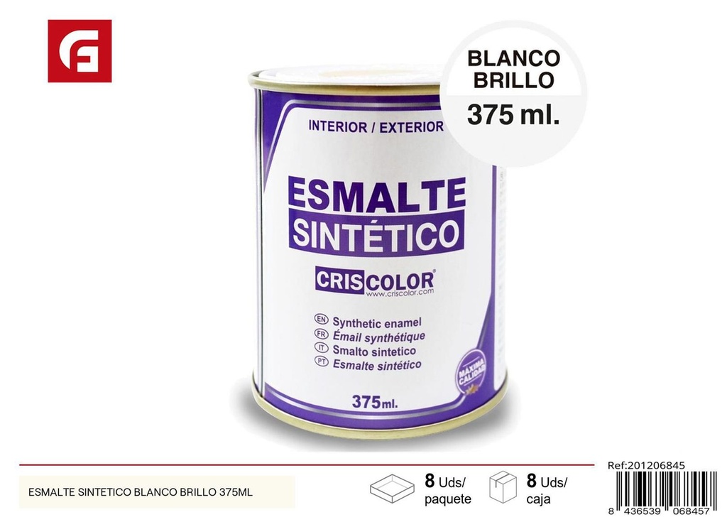 Esmalte sintético blanco brillo 375ml para superficies