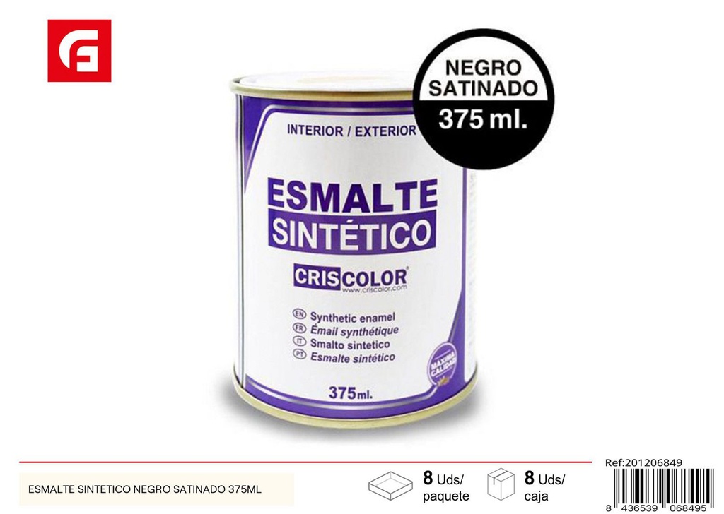 Esmalte sintético negro satinado 375ml