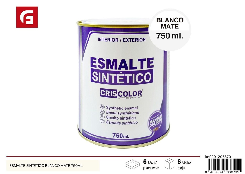 Esmalte sintético blanco mate 750ml