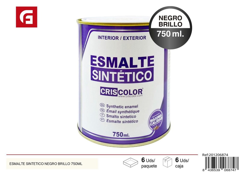 Esmalte sintético negro brillo 750ml 