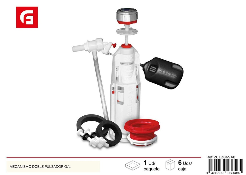 Mecanismo doble pulsador G/L para inodoro