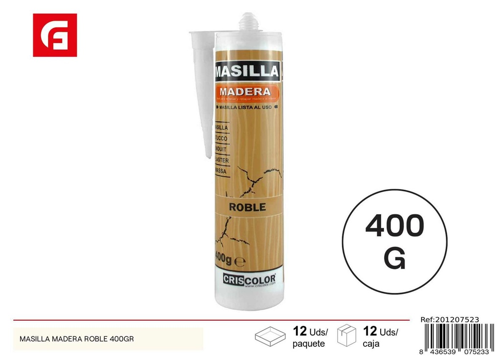 Masilla de madera roble 400gr para bricolaje