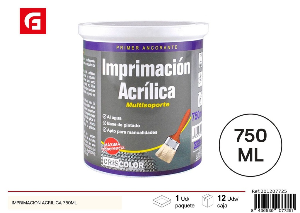 Imprimación acrílica gris 750ml - Pinturas y barnices