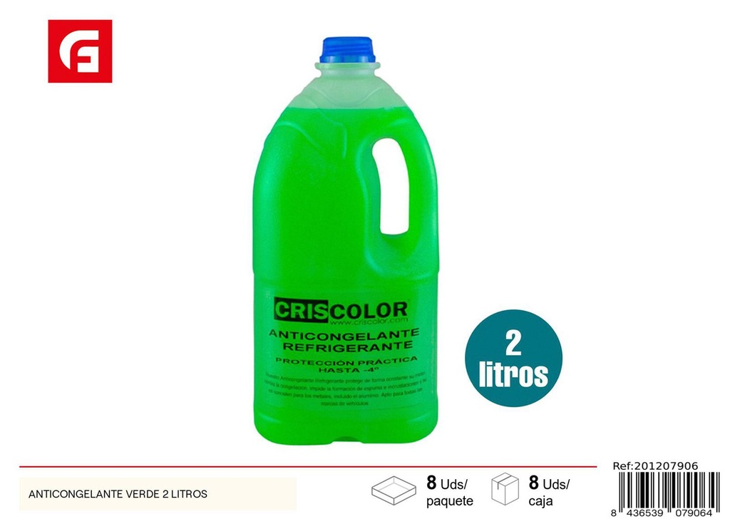 Anticongelante verde 2 litros para coche