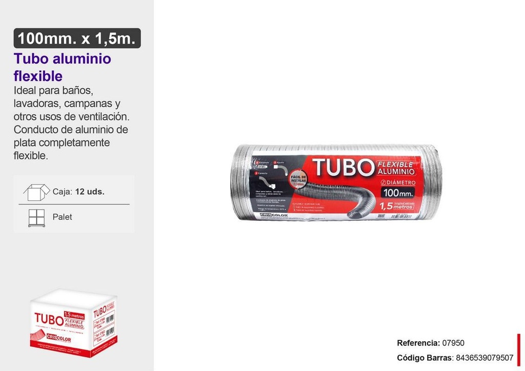 Tubo de aluminio 100x1.5m