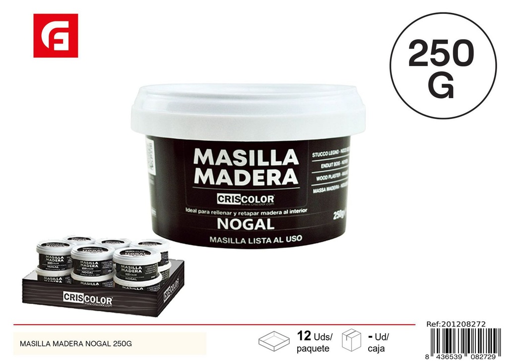 Masilla madera nogal 250g para reparación y bricolaje