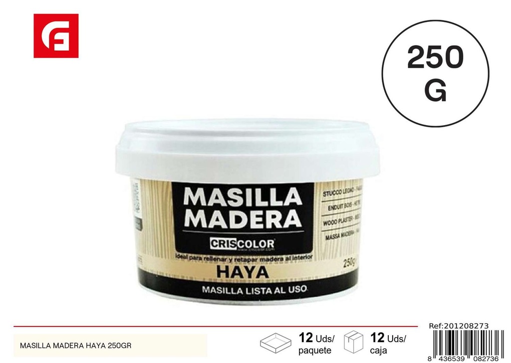 Masilla para madera Haya 250gr