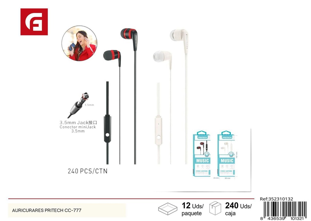 Auriculares Pritech CC-777 para dispositivos electrónicos