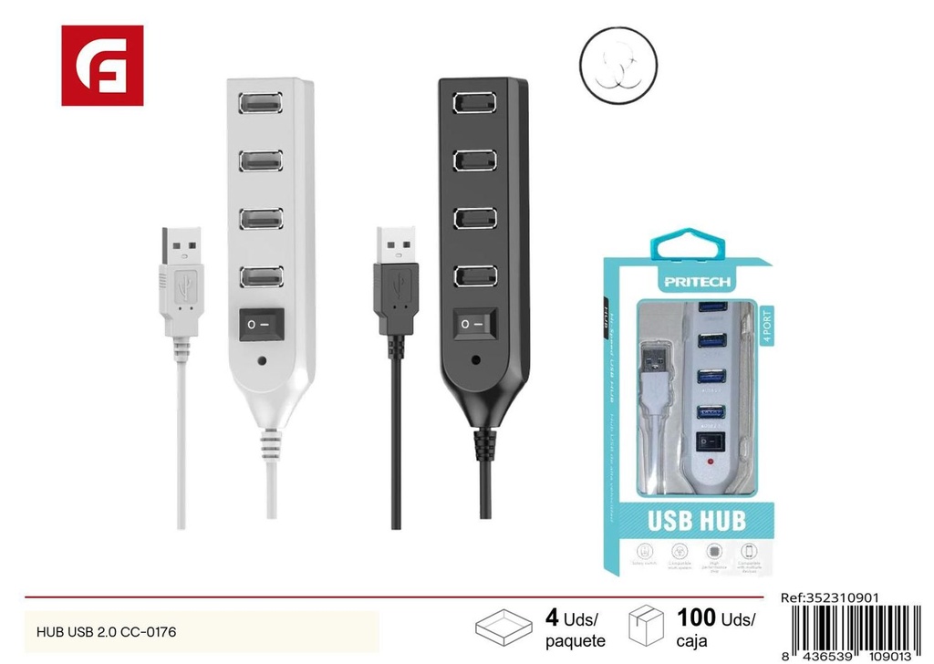 Hub USB 2.0 CC-0176 adaptador de múltiples puertos