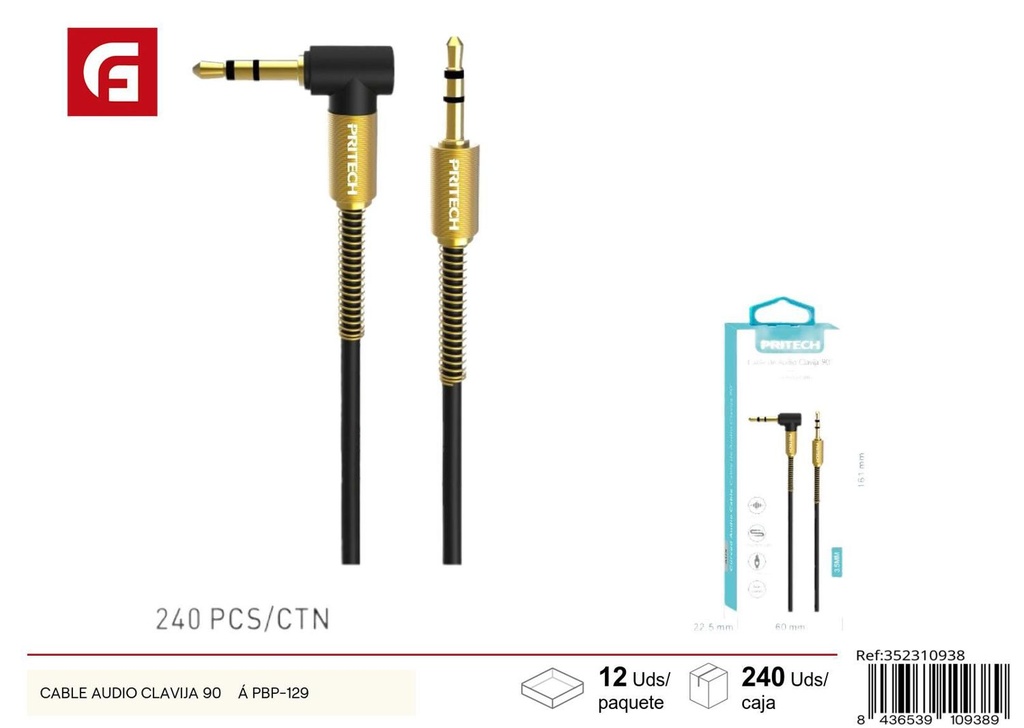 Cable de audio con clavija de 90 grados PBP-129