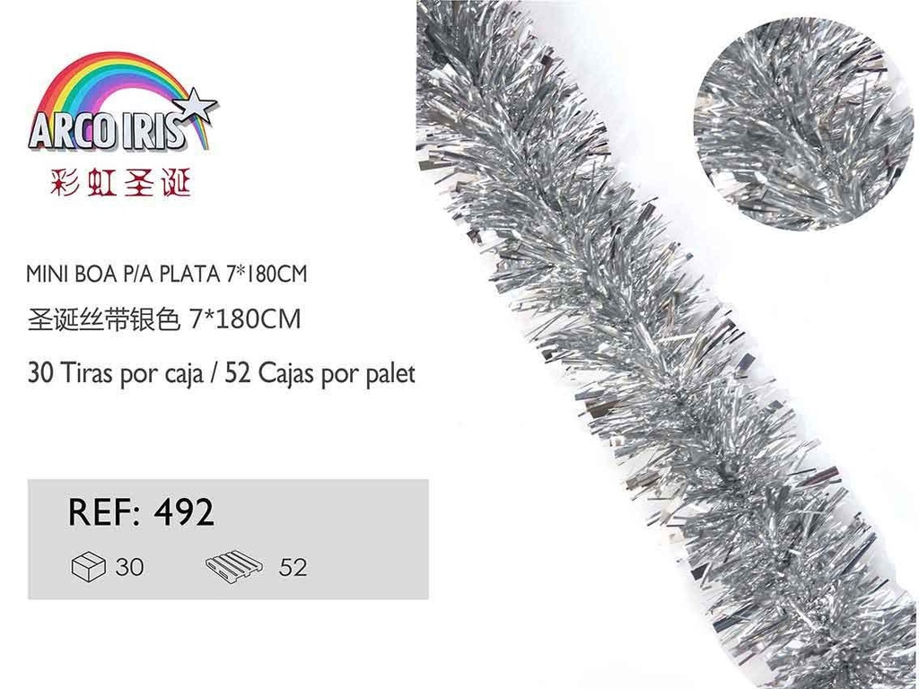 Cinta decorativa "Boa" plata 7cm x 180cm para manualidades