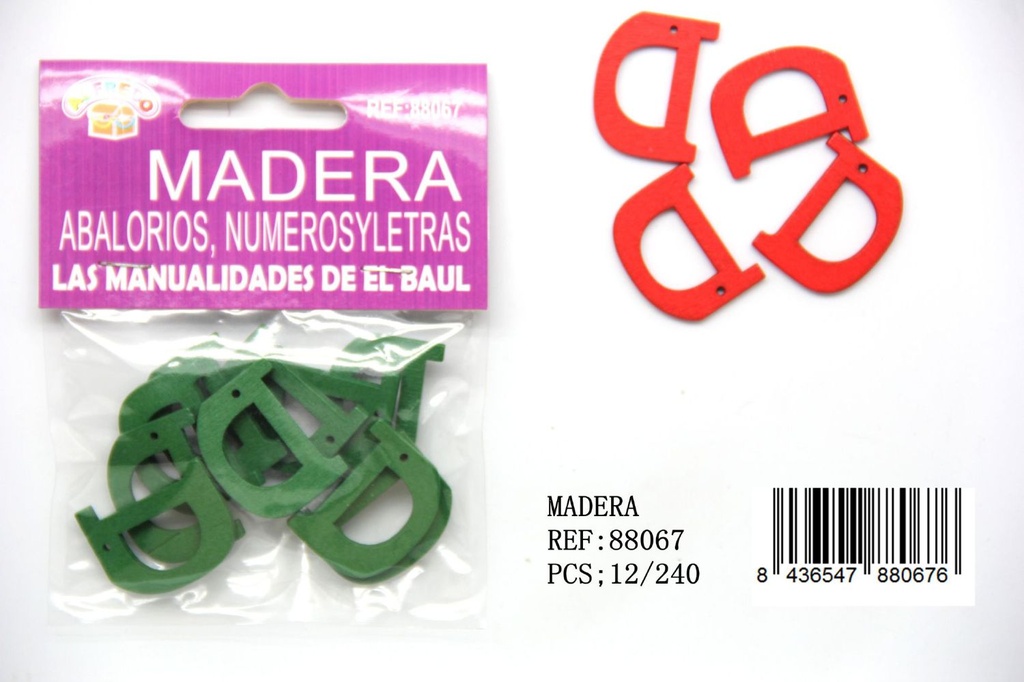 Figura de madera letra "D" 20mmx25mm para manualidades