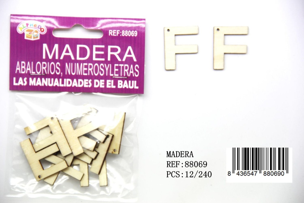 Figura de madera letra "F" 20mm*25mm para manualidades