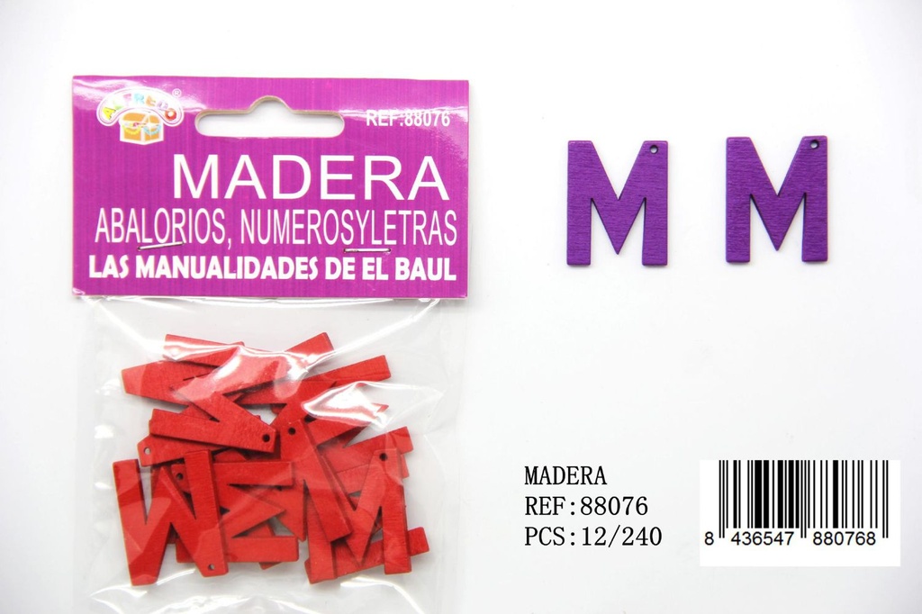 Figura de madera letra "M" 20mm*25mm