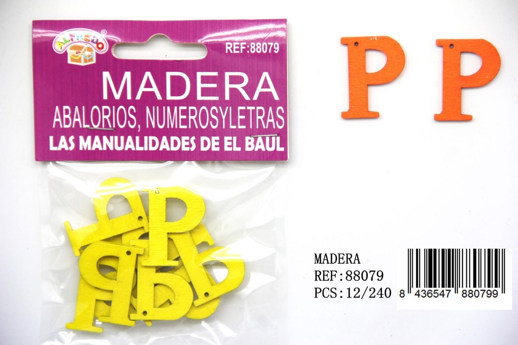 Figura de madera letra "P" 20mmx25mm para manualidades