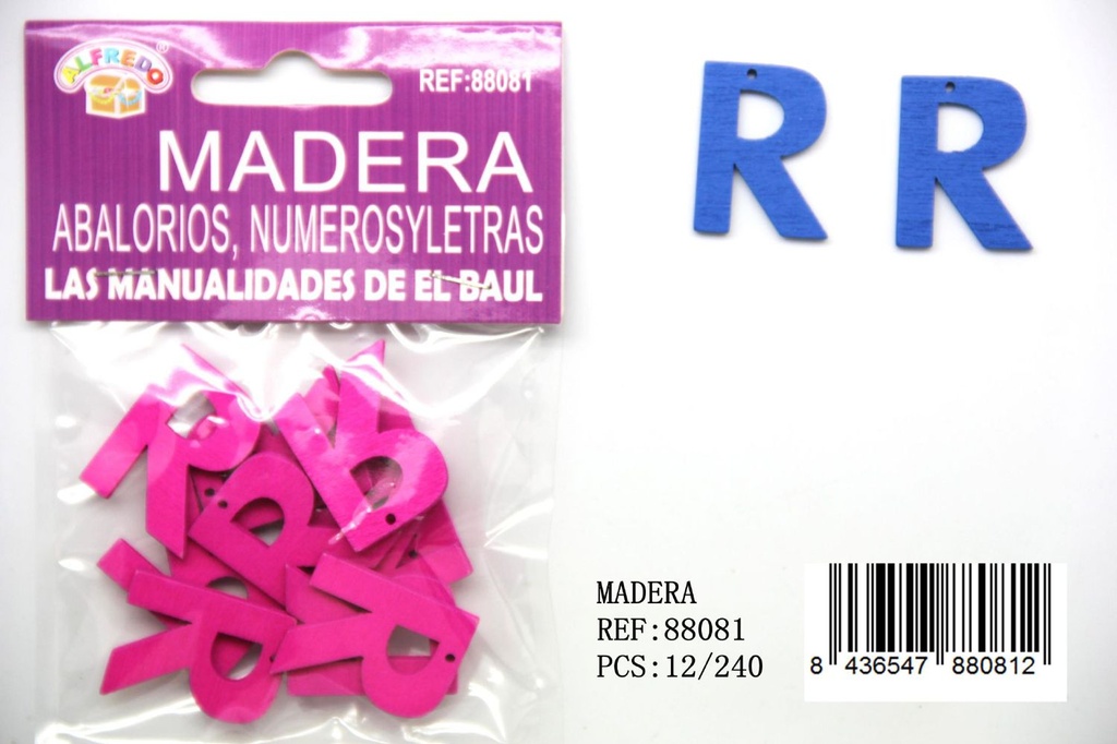 Figura de madera letra "R" 20mmx25mm para manualidades y decoración