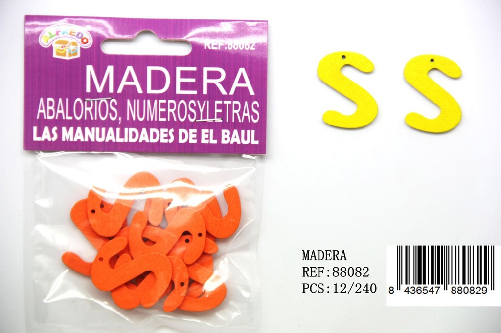 Figura de madera letra "S" 20mmx25mm