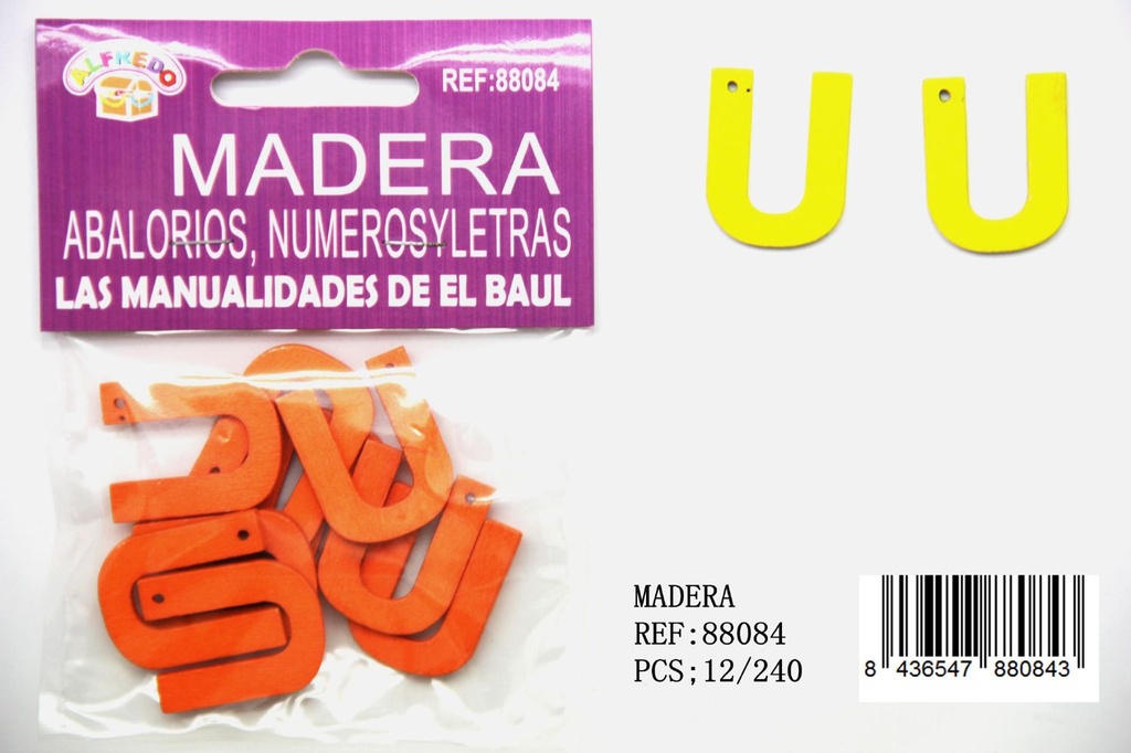 Figura de madera letra "U" 20mmx25mm para manualidades