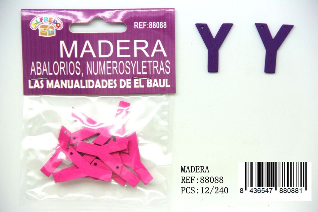 Figura de madera letra "Y" 20mm x 25mm para manualidades