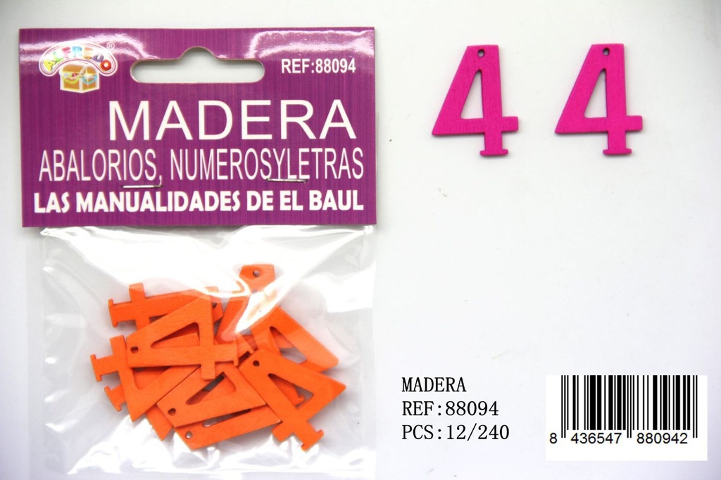 Figura de madera número "4" 20mm x 25mm para manualidades