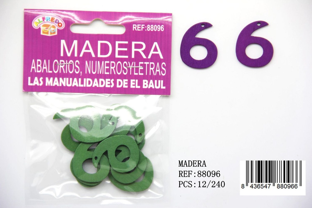 Números de madera "6" 20mmx25mm para manualidades