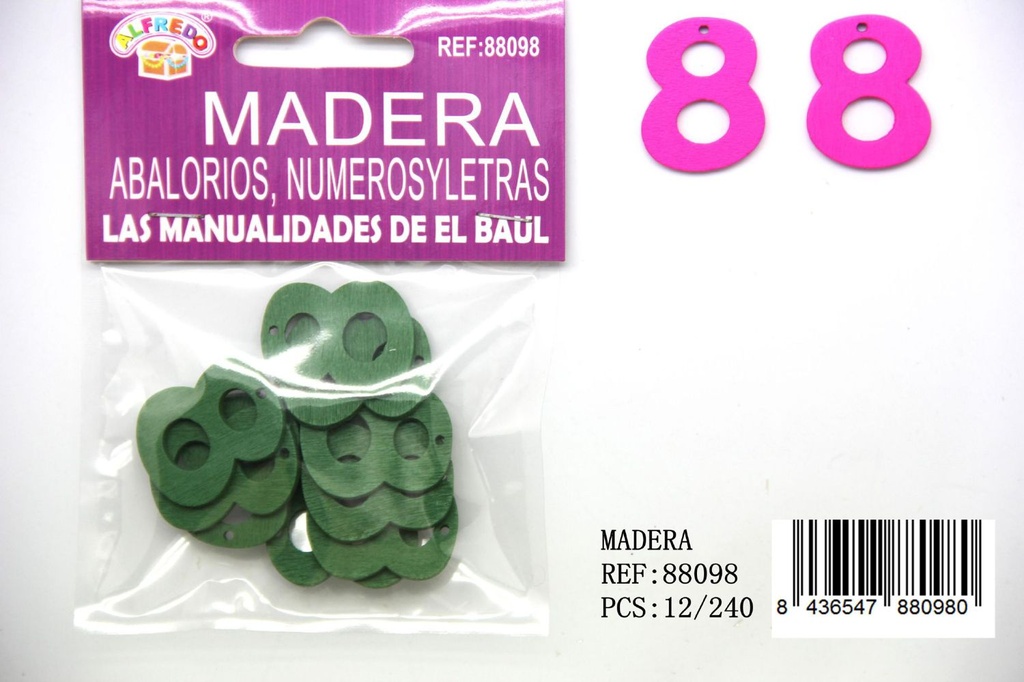 Figura de madera número "8" 20x25mm para manualidades y decoración