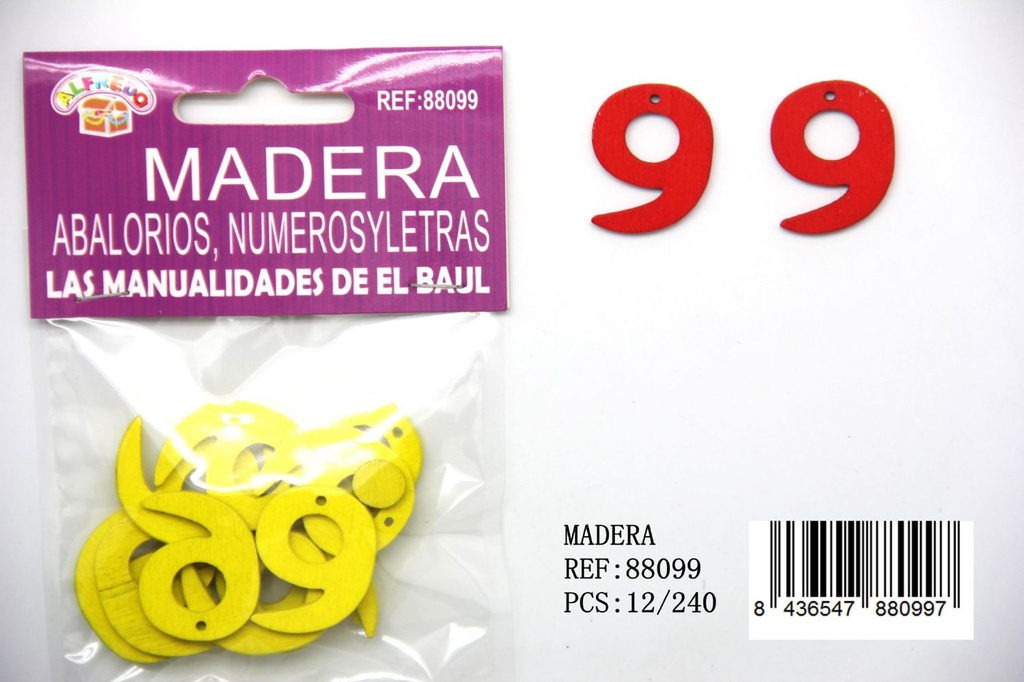 Figura de madera números "9" 20mmx25mm para manualidades