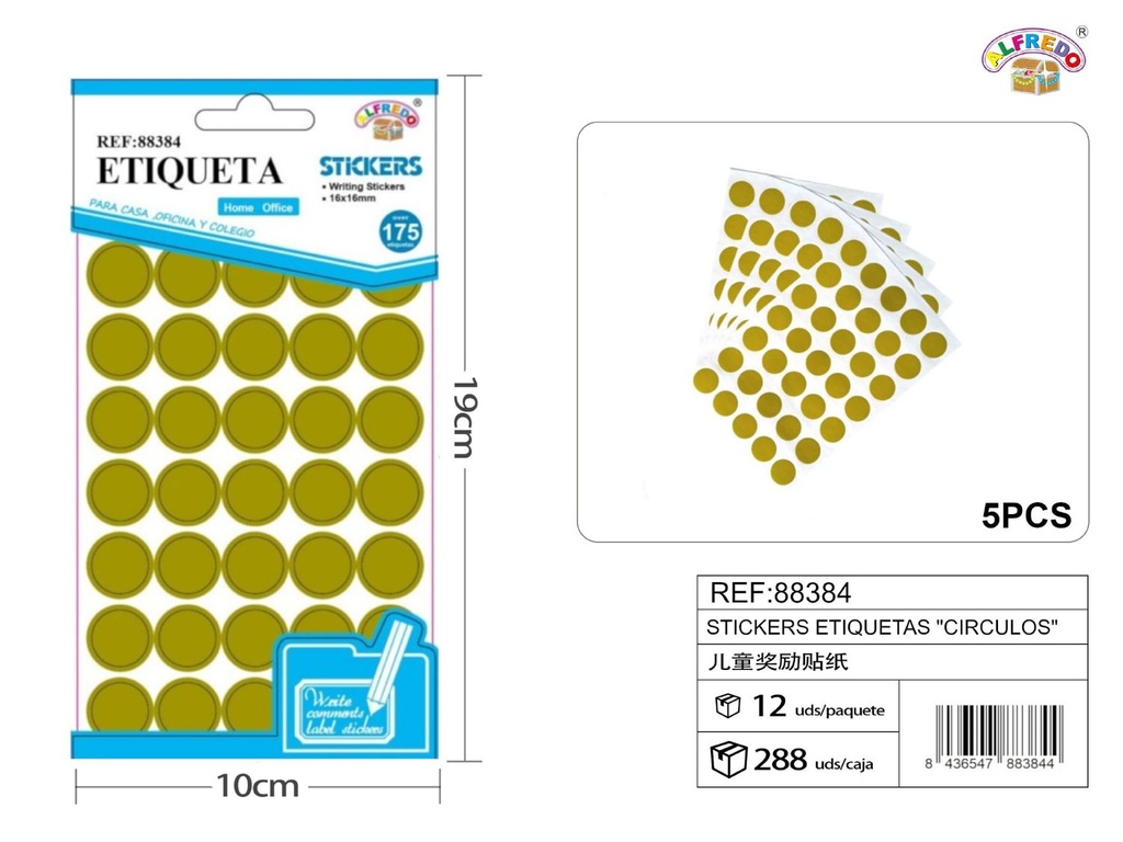 Stickers etiquetas "Círculos" 10x19cm para organización y manualidades