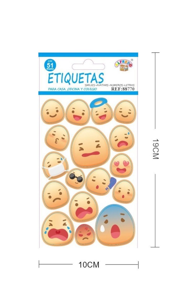 Stickers emoticonos 10x19cm para manualidades y decoración