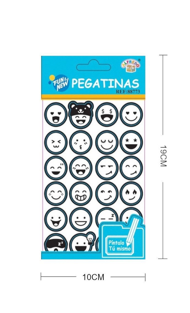 Stickers emoticonos para pintar 10x19cm para manualidades