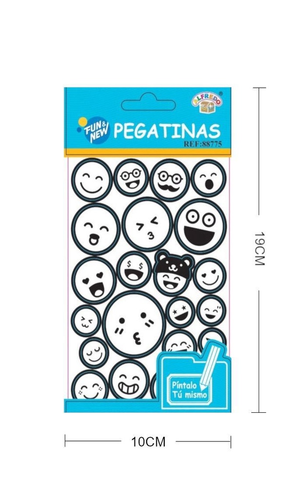 Stickers emoticonos para pintar 10x19cm para actividades creativas