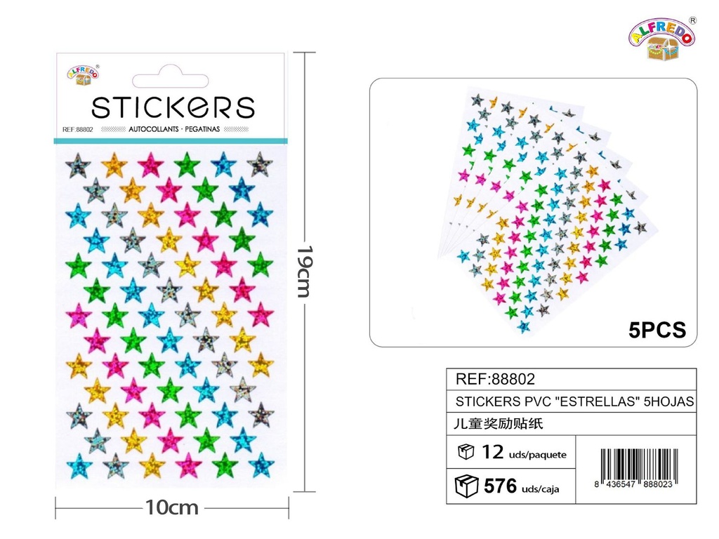 Stickers PVC "Estrellas" 5 hojas 10x19cm