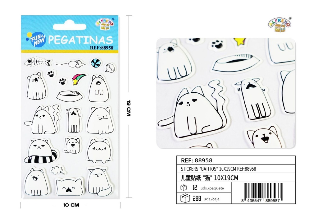 Stickers "gatitos" 10x19cm para manualidades y decoración