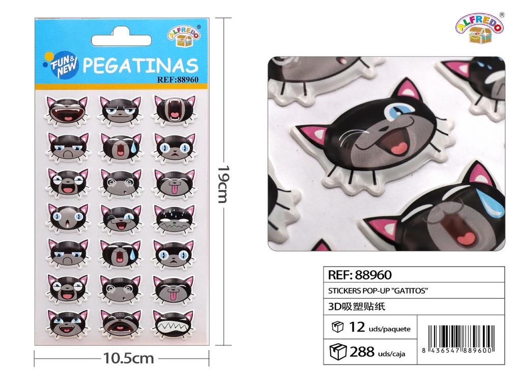 Stickers gatitos 10x19cm para decoración