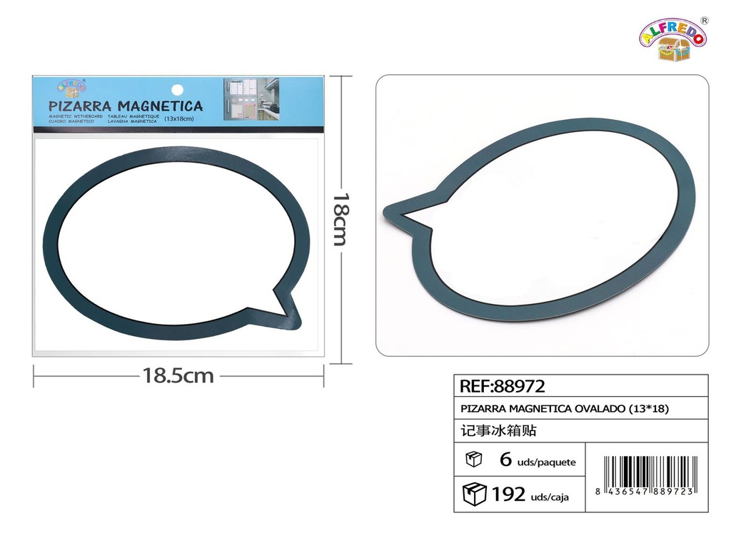 Pizarra magnética ovalada 13x18cm para notas y mensajes