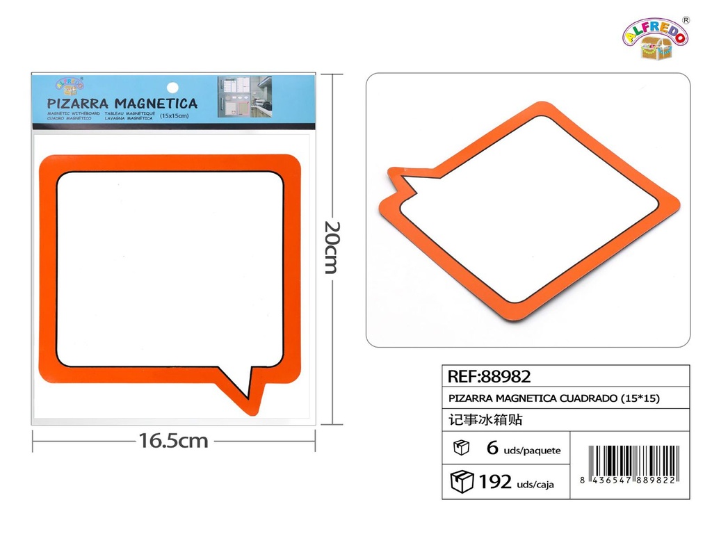 Pizarra magnética cuadrada 15x15cm para notas y mensajes