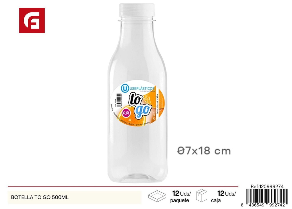 Botella de plástico para llevar 500 ml - Plásticos de cocina