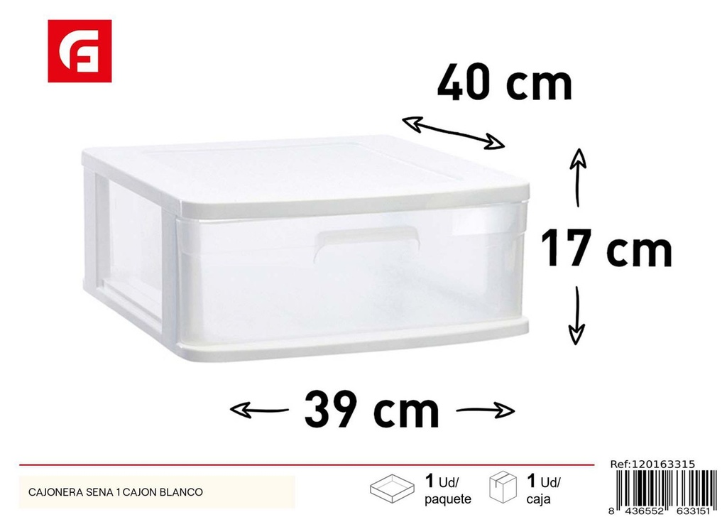 Cajonera de plástico 1 capa blanca - Almacenamiento de hogar