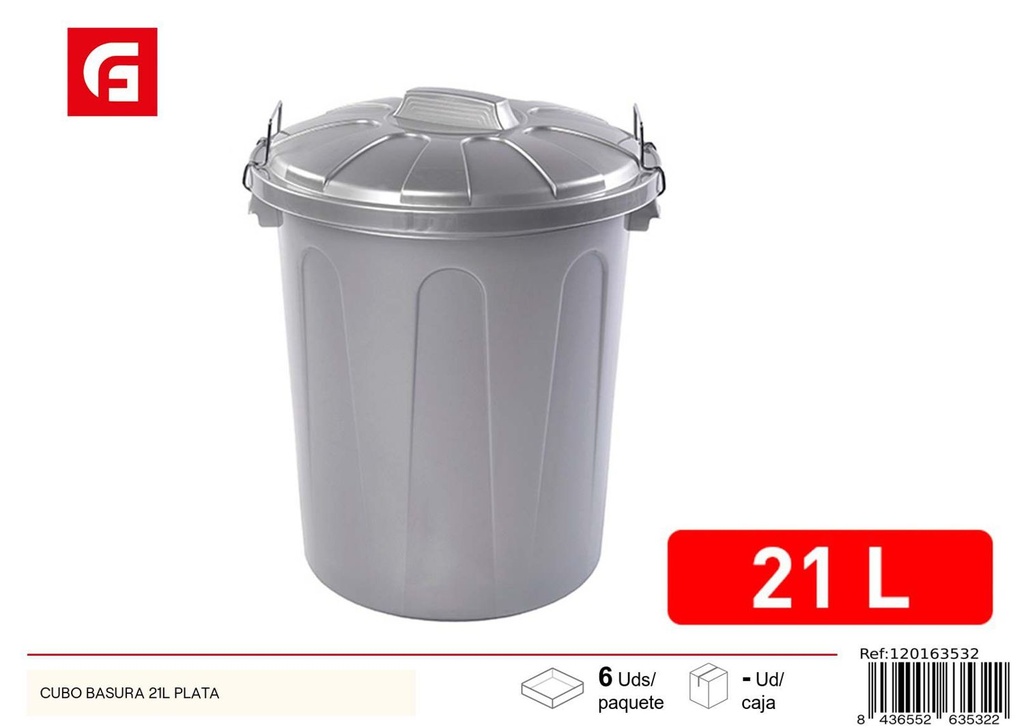 Cubo de basura 21L plata