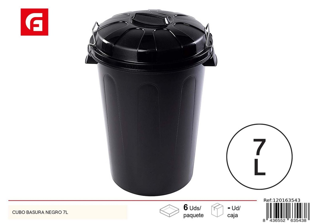 Cubo de basura negro 7L para hogar