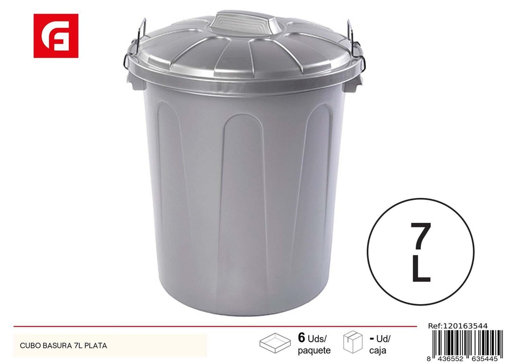 Cubo de basura 7L plata - Accesorios para casa 