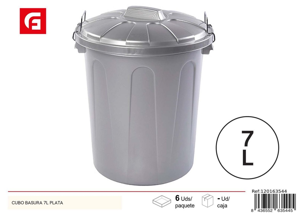 Cubo de basura 7L plata