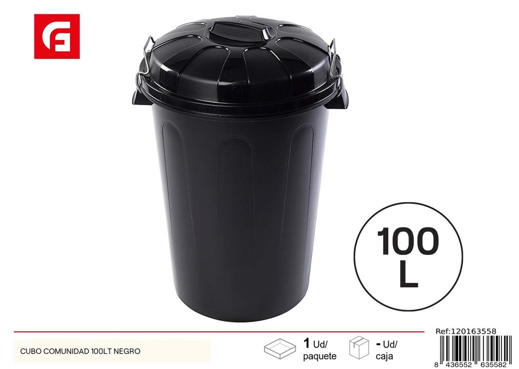 Cubo de basura negro de comunidad 100lt para hogar