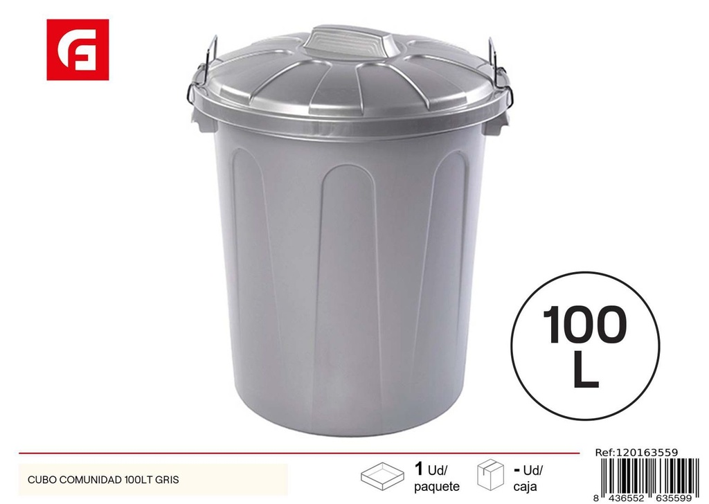 Cubo de basura gris 100 litros para comunidades