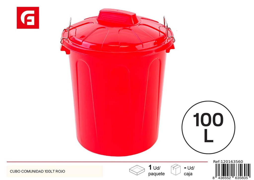 Cubo de basura comunitario 100lt rojo